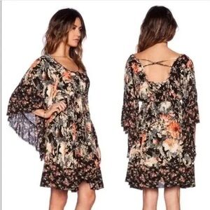 Free People Black and Orange Asymmetrical Dress